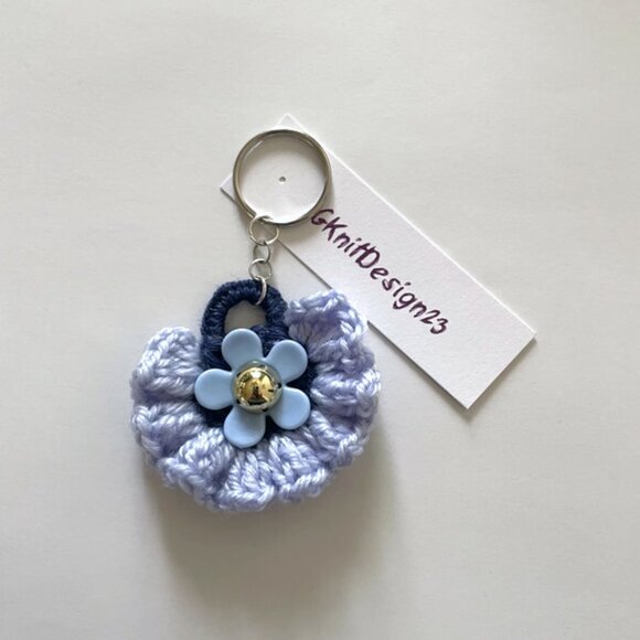 Keychain Charm, Floral Keychain, Crochet Unique Gift, Handmade Bag Charm - Picture 2 of 11